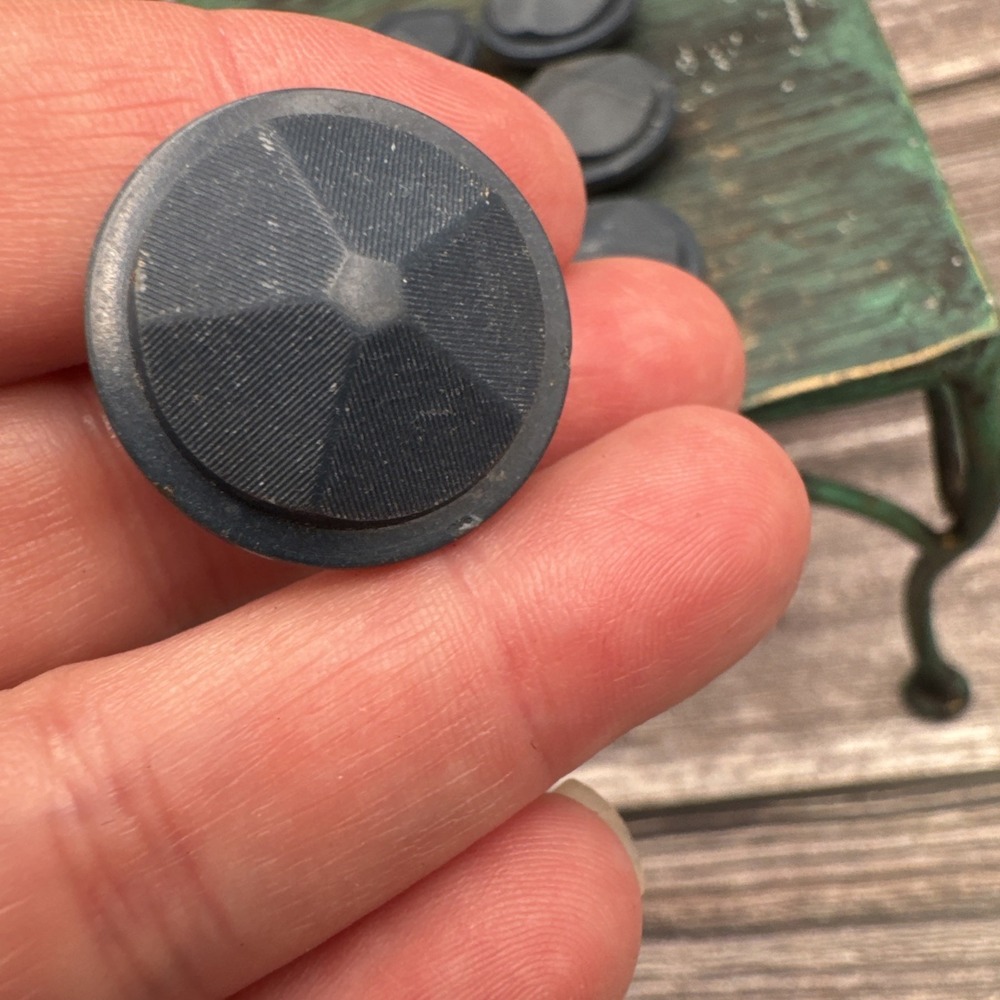 Vintage 1940's Hard Resin Navy Blue Buttons Sewing Geometric Raised - Picture 4 of 5